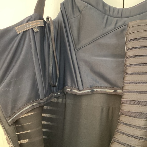 BCBGMaxAzria Black Gown Maxi Structured Satin Gown Size 6 Prom Homecoming Mesh - Picture 13 of 17